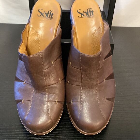 Sofft brown leather mules size 7.5 - Picture 2 of 5